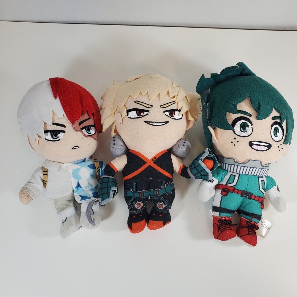 3 Plush Lot Funimation My Hero Academia Hanging 8" Izuku Shoto Katsuki